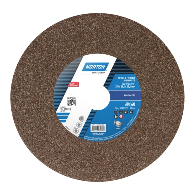 Rebolo Reto para Uso Geral 10'' X 1.1/2'' X 1.1/2'' Grão 60 ART A60 NVS NORTON -4c8973b4-57ad-4d74-a53a-3b65d4ccd47a