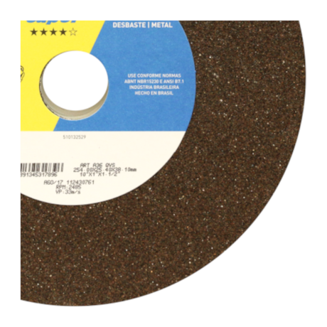 Rebolo Reto para Uso Geral 10'' X 1'' X 1.1/2'' Grão 36 ART A36 QVS NORTON-2ccea187-fe07-432b-a923-f3446edfece9