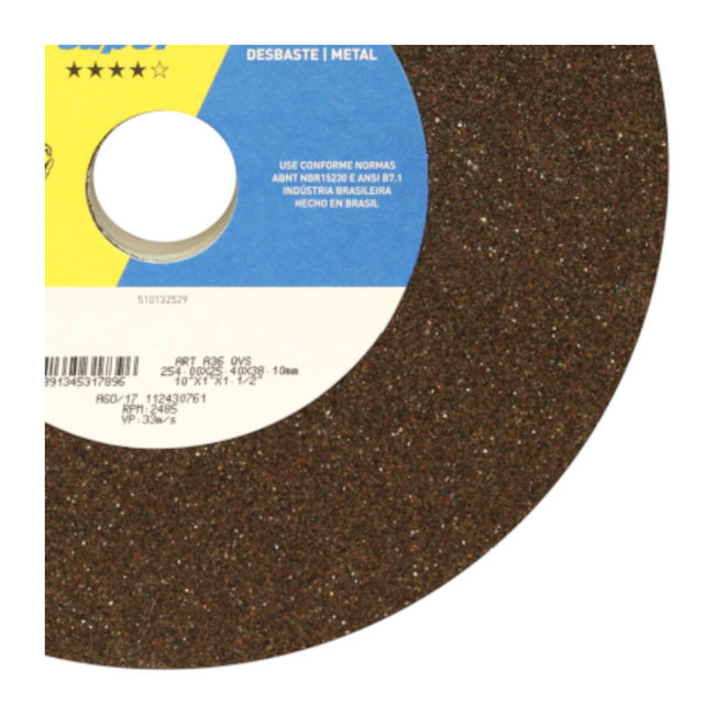 Rebolo Reto para Uso Geral 10'' X 1'' X 1.1/2'' Grão 36 ART A36 QVS NORTON-b26be7f9-5552-41a7-955c-9182090210b2