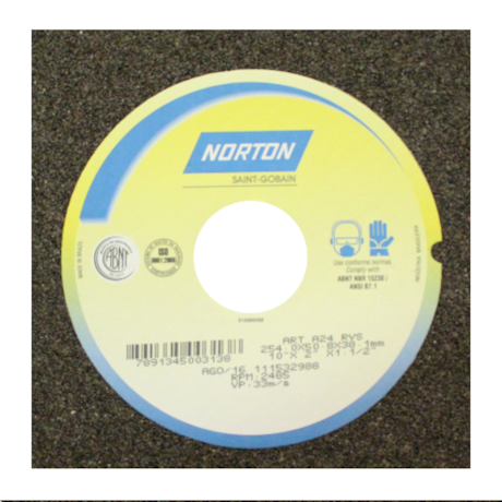 Rebolo Reto para Uso Geral 10'' X 2'' X 1.1/2'' Grão 24 ART A24 RVS NORTON-a17b2a93-ea29-489a-bc23-1df01092bea9