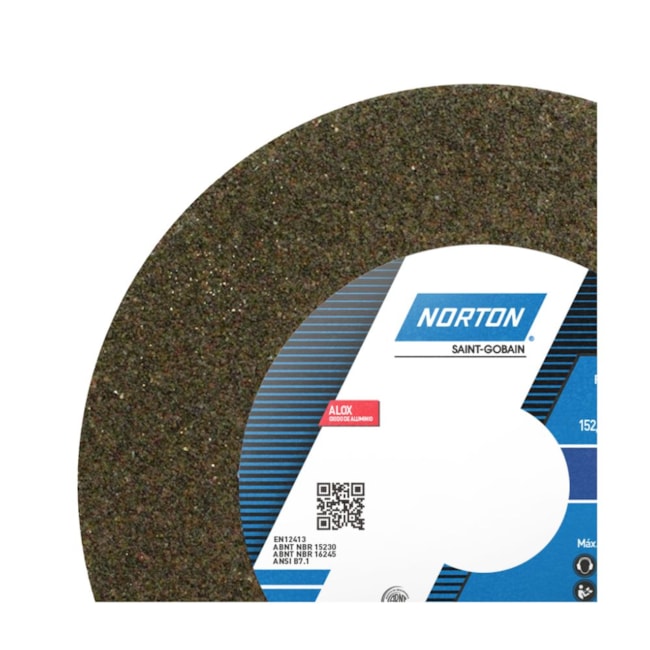 Rebolo Reto para Uso Geral 6'' X 1'' X 1.1/4'' Grão 36 ART A36 QVS NORTON-05bb4d86-0926-4c6d-a2d2-018c74db5eff