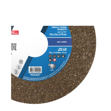 Rebolo Reto para Uso Geral 6'' X 1'' X 1.1/4'' Grão 60 ART A60 NVS NORTON-48167806-9bb5-4f23-b1b5-aca1b118cbf4