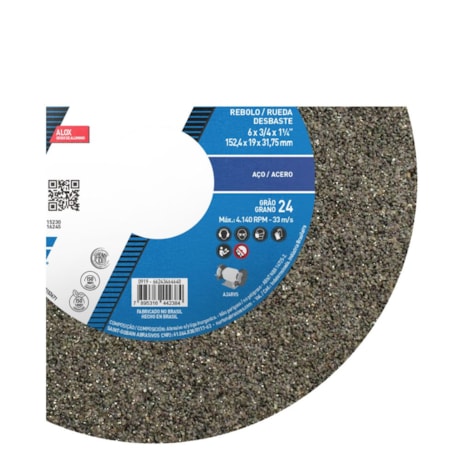 Rebolo Reto para Uso Geral 6'' X 3/4'' X 1.1/4'' Grão 24 ART A24 RVS NORTON-7d8f3c3d-d795-4b12-aa57-c7f68d6c4511