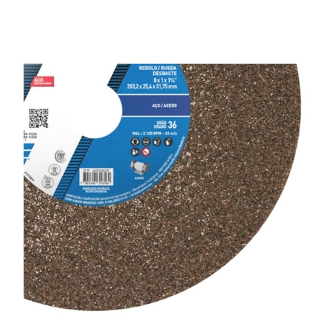 Rebolo Reto para Uso Geral 8'' X 1'' X 1.1/4'' Grão 36 ART A36 QVS NORTON-7e3af32c-c4ec-4e12-ae13-4b843b130718