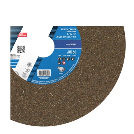 Rebolo Reto para Uso Geral 8'' X 1'' X 1.1/4'' Grão 60 ART A60 NVS NORTON-7ff3b9f7-575e-428e-9676-1e1f7f9b01fd