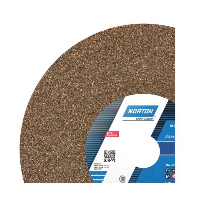 Rebolo Reto para Uso Geral 8'' X 3/4'' X 1.1/4'' Grão 60 ART A60 NVS NORTON-b4e219b3-7b23-41ae-b1e2-9277d0e06c12