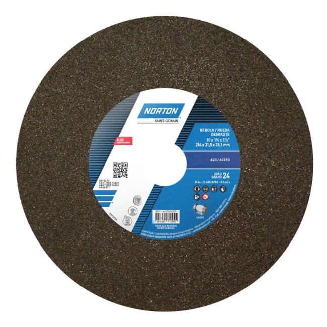 Rebolo Reto Uso Geral 1.1/4'' Grão 24 ART A24 RVS NORTON-086d104f-04af-4db0-89b4-1276b2ffae9d
