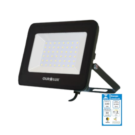 Refletor Projetor LED 100W 6500K Bivolt Preto 3381 OUROLUX-61fbaaeb-9abf-44dd-99ec-081446dc36e4