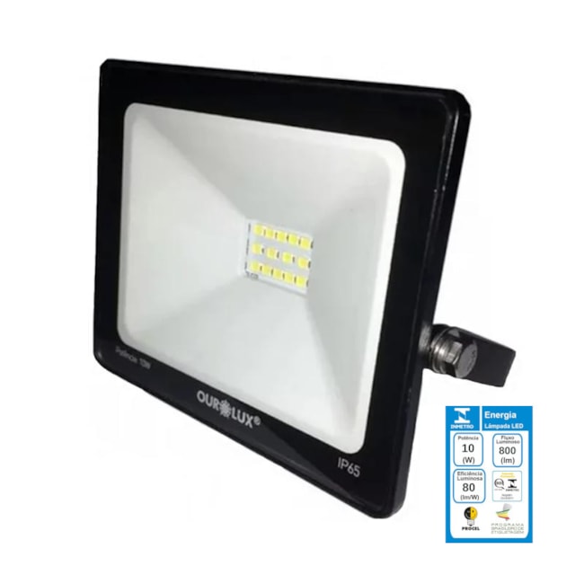 Refletor Projetor Led 10W 3000K Bivolt Preto 3384 OUROLUX-71437693-bb17-4f55-b749-370b008662fa