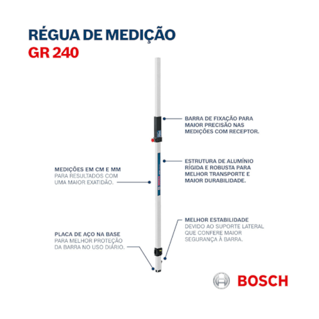 Régua de Medição 2.4 Metros GR 240 0601094100000 BOSCH-30dd0b6d-09d5-4b4c-b78c-d0351372a760