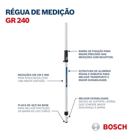 Régua Nível Laser Rotativo 2.4 metros para GRL250 / GR240 601094100 BOSCH-a7509957-f6f8-4f86-aac4-e9f1a280c5ae