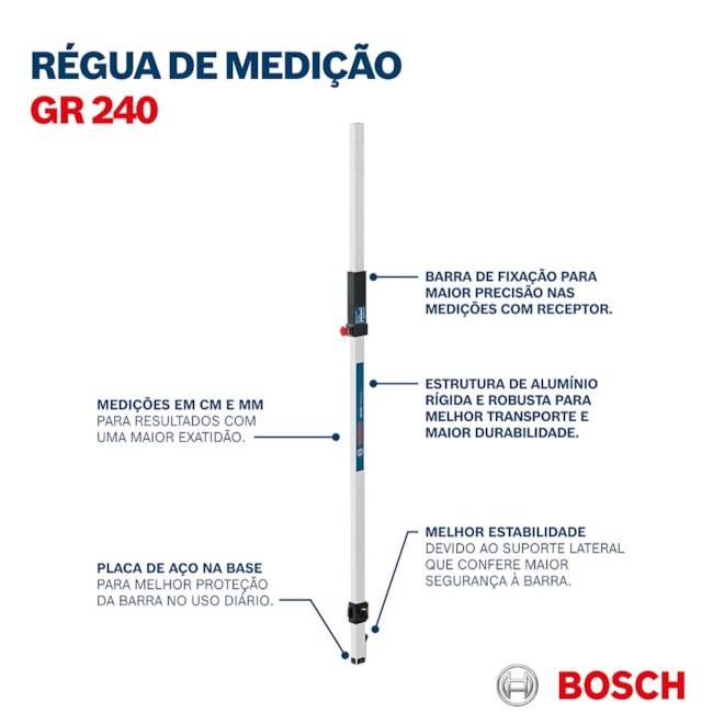Régua Nível Laser Rotativo 2.4 metros para GRL250 / GR240 601094100 BOSCH-b221eced-0f1b-4569-a8d1-937f7a270c54