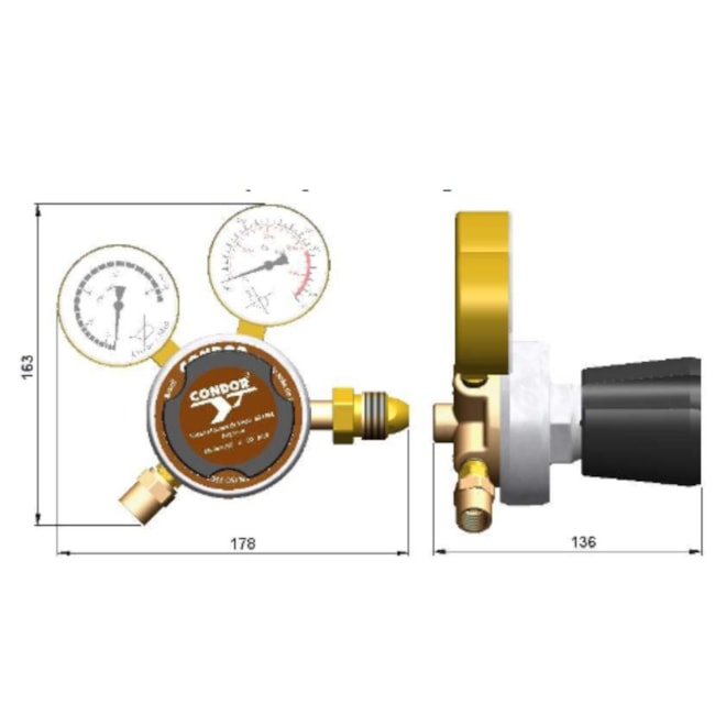 Regulador de Pressão para Cilindros 50 LPM  HD G 50 ARG CONDOR-717e4c6a-4b9c-4c16-974f-d7f7d17f533a