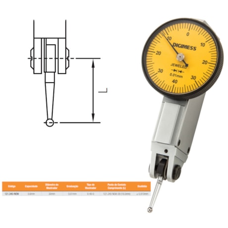 Relógio Apalpador de Alta Precisão 0,8mm 0,01mm 121.340-NEW DIGIMESS-f36e0276-5bc7-41b5-a662-2ac3f8f74b5f