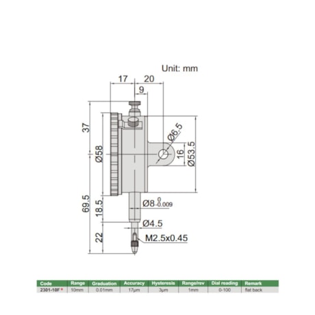 Relógio Comparador 10mm 0.01mm 2301-10F INSIZE-d038babc-6e9c-42f5-a391-e760b8f9df00