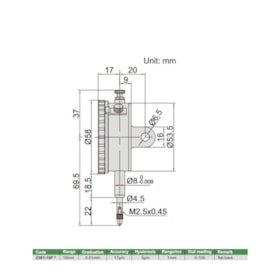 Relógio Comparador 10mm 0.01mm 2301-10F INSIZE