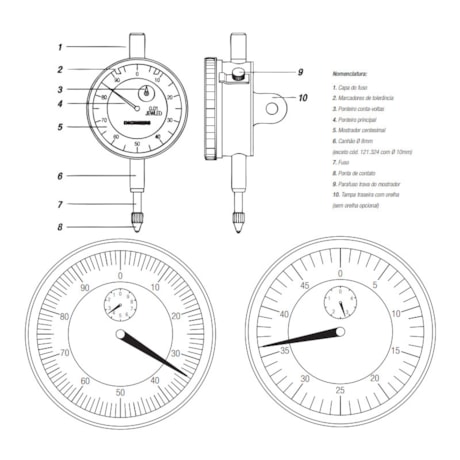Relógio Comparador Analógico 10mm 0,01mm 121.304 DIGIMESS-9b58f19e-c86f-476e-8a76-eea5d78080c5