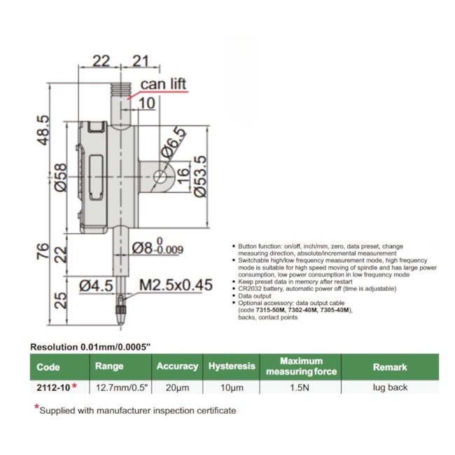 Relógio Comparador Digital 12.7mm/0.001mm USB 2112-10 INSIZE-4c361bd8-8105-48a0-ba79-3de93aea8ed2