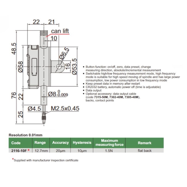 Relógio Comparador Digital 12.7mm/0.01mm Tampa Lisa 2116-10F INSIZE-4356dbd9-9c6b-44be-b703-1c2d45b1cbb6
