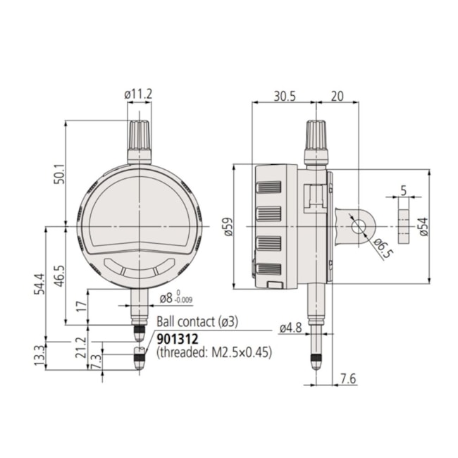 Relógio Comparador Digital 12mm/.5