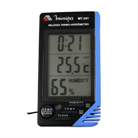 Relógio Termo-Higrômetro Digital Interno/Externo 0º a 50ºC MT-241 MINIPA