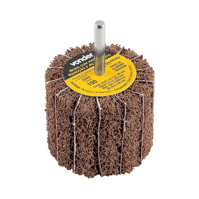 Roda com Haste para Remoção e Acabamento 60mm x 50mm Grão 100 1270100600 VONDER-a40b8667-2daa-46de-8c06-4eaa2165fc60