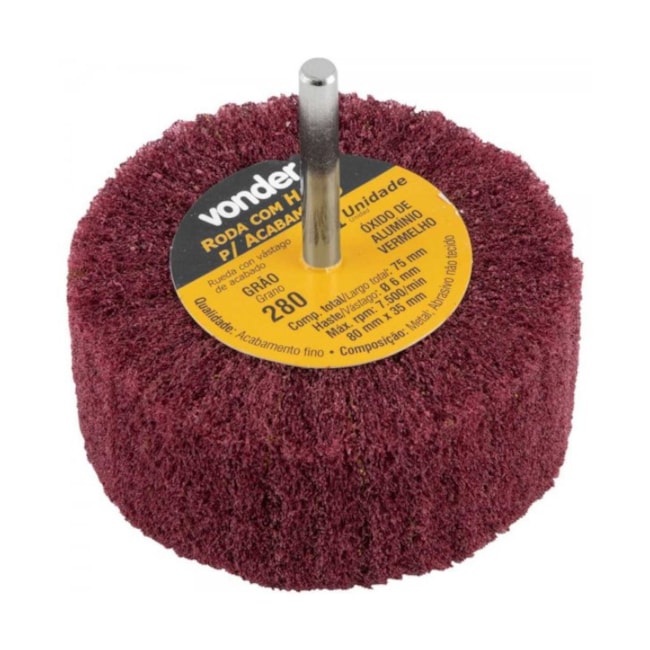 Roda de Lixa 80x35mm com Haste G.280 1270080280 VONDER-196708c5-b5cb-488c-96fc-b7d3411f12b3