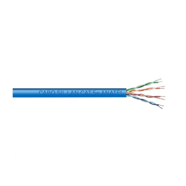 Rolo Cabo de Rede com 4 Pares 24AWG CAT-5E CMX Azul 305 Metros 00109.828 SIL-4b6fa45e-2543-4bad-b343-eb470b272658