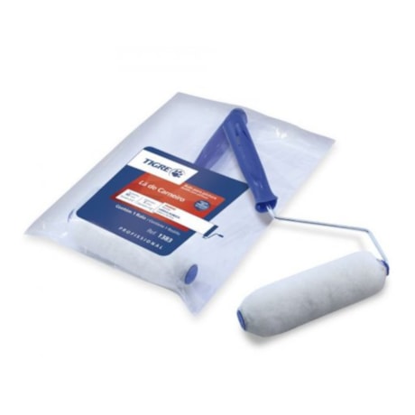 Rolo para Pintura de Lã de Carneiro 9cm com Suporte 1383 TIGRE-9880ed38-65ca-4451-aa6e-445adac0804d