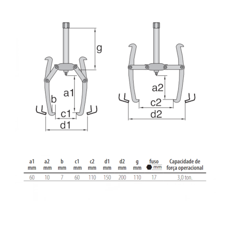 Saca Polia 2 Garras Articuladas 3 Toneladas 8568-1 GEDORE-7029c30e-4a00-43eb-81e6-b64bc159827a