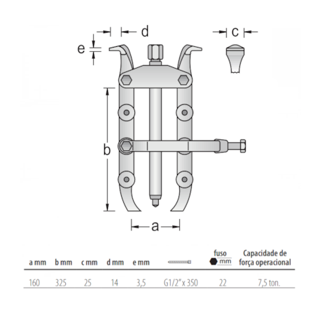 Saca Polia 2 Garras com Estribo de Fixação 1.22/3 GEDORE-9a84110c-51bb-4de0-b461-871c3471e7d9