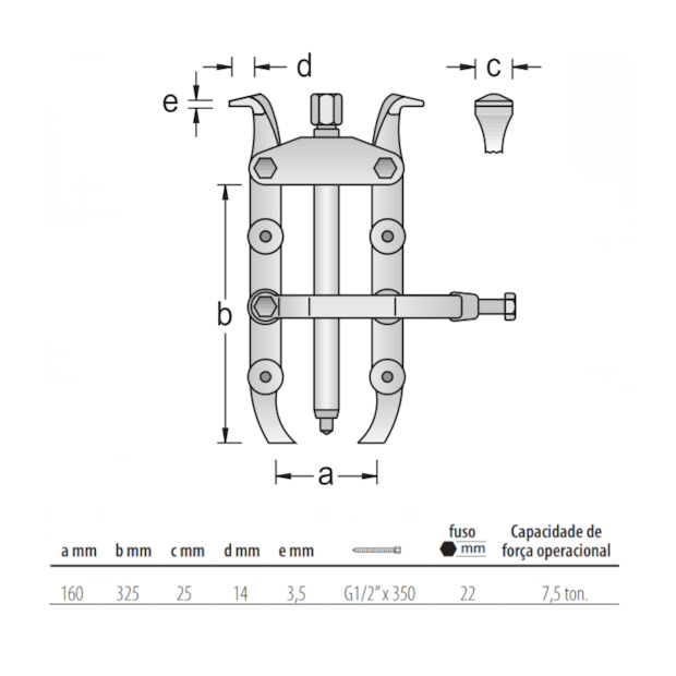 Saca Polia 2 Garras com Estribo de Fixação 1.22/3 GEDORE-17f2fd5f-b20e-492b-85fd-8ea396a08a2f