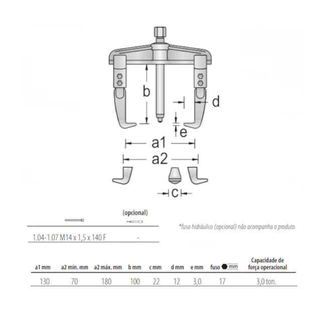 Saca Polia 2 Garras Deslizantes 3.0 Ton c/ Escala 1.06/1A GEDORE-043ee4c3-65c1-4dae-9927-3406c2c4105d