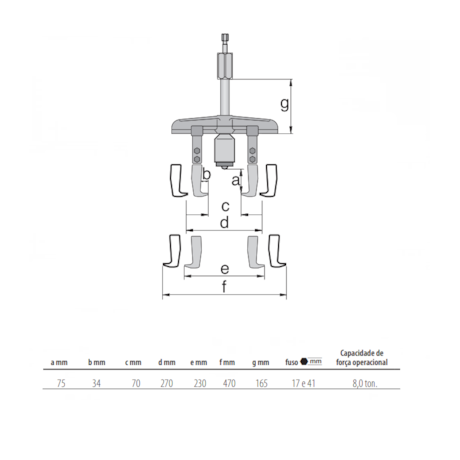 Saca Polia 2 Garras Deslizantes 8 Toneladas e Fuso Hidráulico 8220-30HSP3 GEDORE-7362068a-f4ce-4b71-b011-1955524e8107