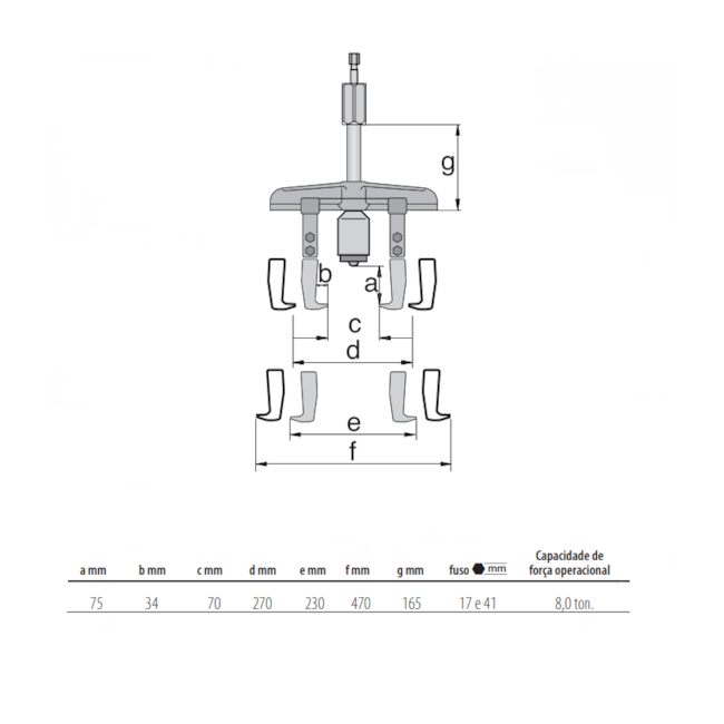Saca Polia 2 Garras Deslizantes 8 Toneladas e Fuso Hidráulico 8220-30HSP3 GEDORE-b0a03970-5d16-4dad-a68c-b3608bc3dfe5