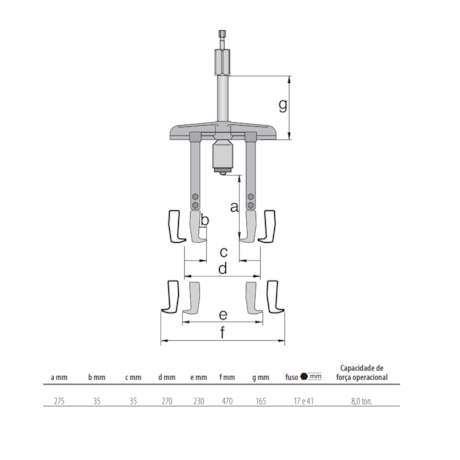Saca Polia 2 Garras Deslizantes 8 Toneladas Prolongadores e Fuso Hidráulico 8220-30LHSP3 GEDORE-83f654b2-a838-49ad-b73f-cb22eb9f1f12