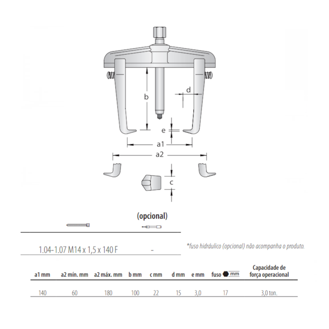 Saca Polia 2 Garras Rígidas Deslizantes 3 Ton c/ Escala 1.06/1A1-B GEDORE-5129fd20-c7ad-462e-a41d-86bee74591b3