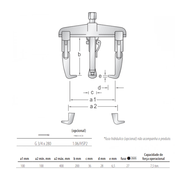 Saca Polia 3 Garras Deslizantes Quick Release 1.07/3-E GEDORE-a08fcf2a-940c-45be-ad67-3085794c791e