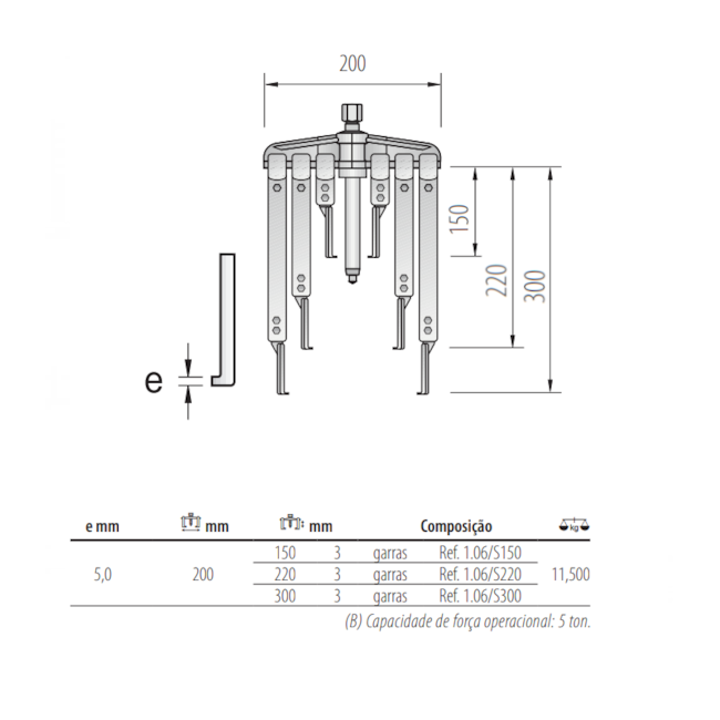 Saca Polia 9 Garras Deslizantes 5.0 Toneladas 1.07/AS-2 GEDORE-3d17cc7e-74a7-4bc6-b776-d2c6c7db223d