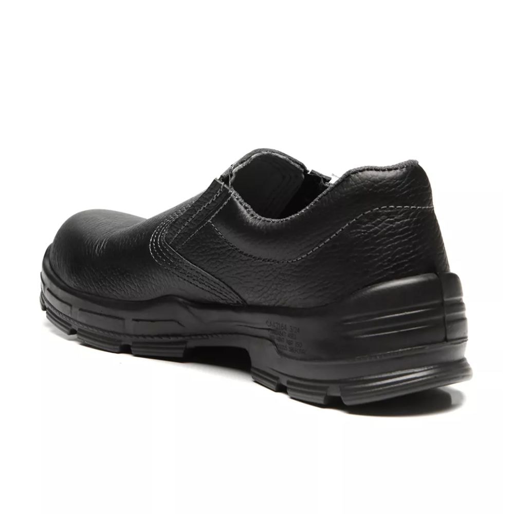 Sapato de Segurança com Elástico Couro Preto Bico Composite