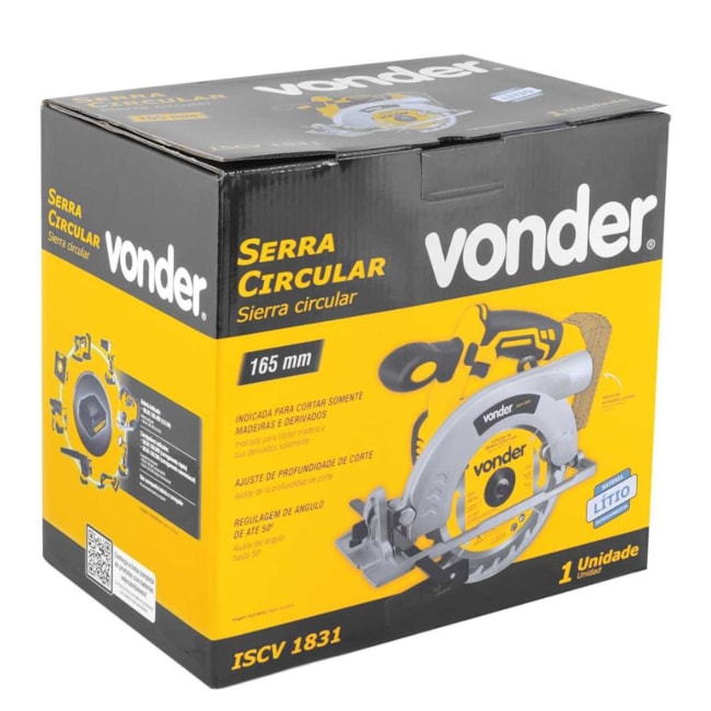 Serra Circular 165mm 18V sem Bateria e sem Carregador ISCV 1831 VONDER-89f02047-5b6d-461d-a30d-e3331f16cbb7