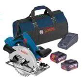 Serra Circular 6.1/2" com 2 Baterias 18V 3.0 Ah e Bolsa Nylon Softbag 110/220V GKS 18V-57 BOSCH Serra Circular 6.1/2" com 2 Baterias 18V 3.0 Ah e Bolsa Nylon Softbag 110/220V GKS 18V-57 BOSCH