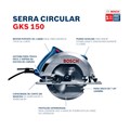 Serra Circular 7.1/4" 1500W 220V com 2 Discos GKS 150 BOSCH