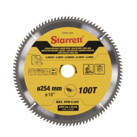 Serra Circular Metal Duro para Alumínio 254 x 30mm 100 Dentes CCS254-100DA STARRETT
