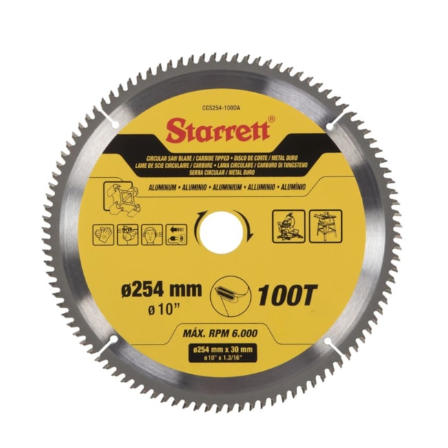 Serra Circular Metal Duro para Alumínio 254 x 30mm 100 Dentes CCS254-100DA STARRETT-0b544430-8b3b-47df-ac9c-a774177986e4