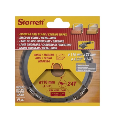 Serra Circular Metal Duro para Madeira 110 x 22mm 24 Dentes CCS110-24BW STARRETT-c52f77e9-399e-4b7c-af44-9230ad2c852b