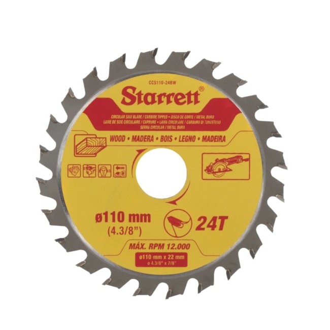 Serra Circular Metal Duro para Madeira 110 x 22mm 24 Dentes CCS110-24BW STARRETT-ef0c9d23-9a92-4d1c-a8bc-2fdc3069f01a