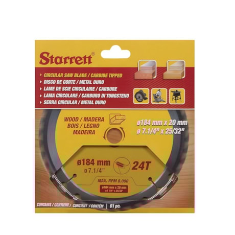 Serra Circular Metal Duro para Madeira 184 x 20mm 24 Dentes CCS184-24AW STARRETT-60255f77-fb6b-4ade-b63c-e981cf9ac038