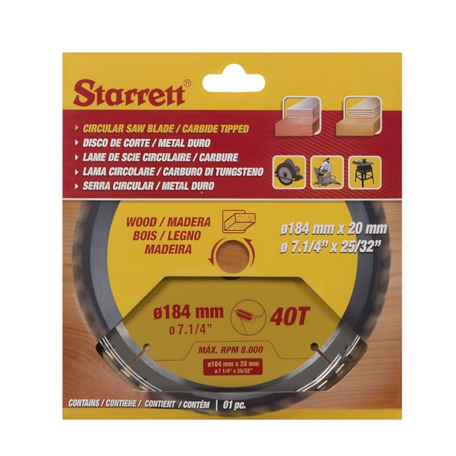 Serra Circular Metal Duro para Madeira 184 x 20mm 40 Dentes CCS184-40AW STARRETT-36fd5c22-0c04-4c76-bc38-5ea54813862c