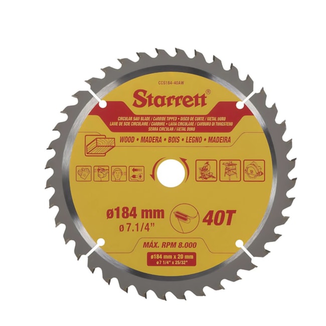 Serra Circular Metal Duro para Madeira 184 x 20mm 40 Dentes CCS184-40AW STARRETT-c307d276-28c3-4bf9-85cb-803f1afbed85